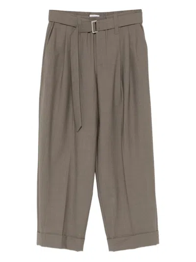 Brunello Cucinelli Belted Pleated Trousers In Brown