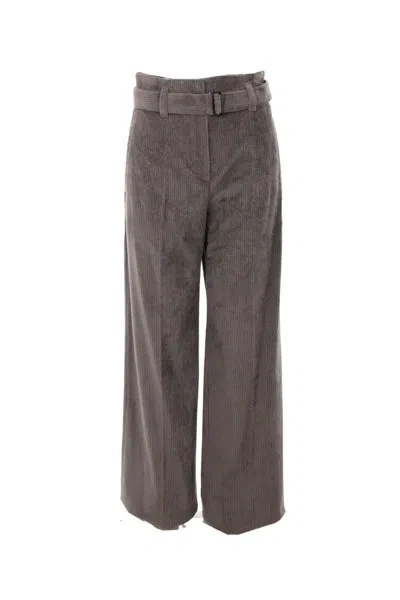 Brunello Cucinelli Belted Pleated Trousers In Oxide