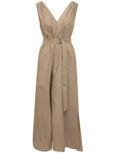 BRUNELLO CUCINELLI BELTED POPLIN DRESS