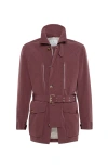 Brunello Cucinelli Belted Safari Jacket In Burgundy