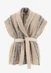 Brunello Cucinelli Two-color Knitted Top In Beige