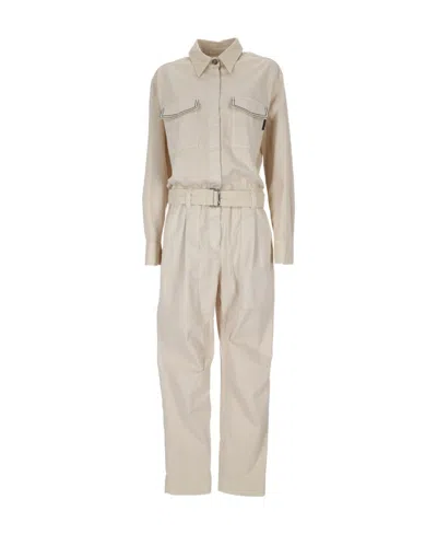 Brunello Cucinelli Belted Shirt Jumpsuit In Brown