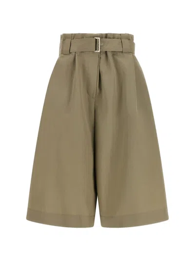 Brunello Cucinelli Pleated Bermuda Shorts Belted Waist Pockets In Green