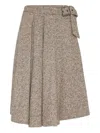 Brunello Cucinelli Kilt Midi Skirt In Neutral