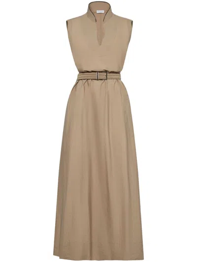 BRUNELLO CUCINELLI BELTED SLEEVELESS MAXI DRESS