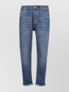 BRUNELLO CUCINELLI BELTED STITCHED CUFFED FIVE-POCKET TROUSERS