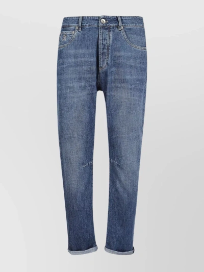Brunello Cucinelli Monkey Wash 5-pocket Straight Jeans In Blue