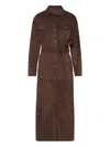 Brunello Cucinelli Belted Suede Shirt Dress In Brown
