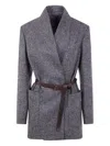 Brunello Cucinelli Herringbone Monili Wool-blend Tweed Blazer