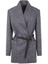 Brunello Cucinelli Herringbone Jacket In Gray