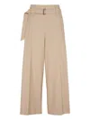 Brunello Cucinelli Pleated Cotton Wide-leg Crop Trousers With Belt In Neutral