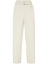 Brunello Cucinelli Belted Trousers In Beige