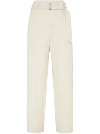 Brunello Cucinelli Belted Trousers In Beige