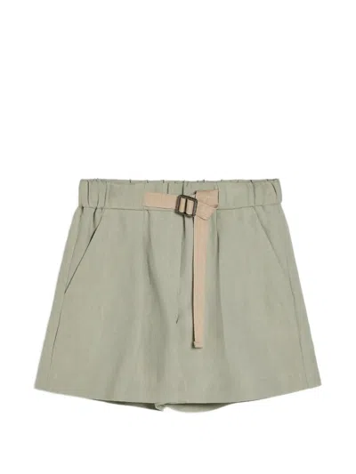 Brunello Cucinelli Kids' Belted Twill Shorts In Green
