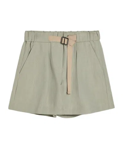 Brunello Cucinelli Kids' Belted Twill Shorts In Nude