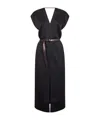 Brunello Cucinelli Women Black Cady Satin Belted Midi Dress