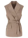 Brunello Cucinelli Belted Vest Gilet Pink In Brown