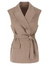 Brunello Cucinelli Belted Vest In Neutral