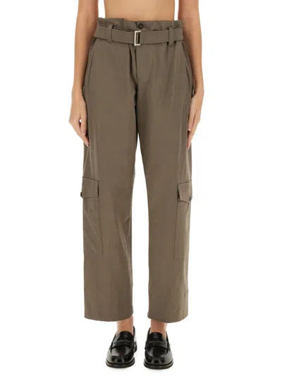 Brunello Cucinelli Belted Virgin Wool-blend Pants In Brown