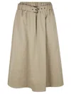 Brunello Cucinelli Stretch Cotton Long Skirt With Maxi Hem In Green