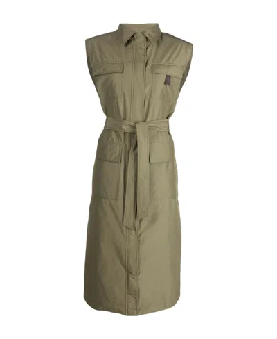BRUNELLO CUCINELLI BELTED-WAIST SLEEVELESS COAT