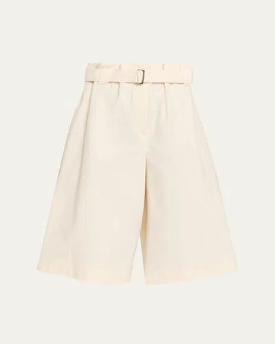Brunello Cucinelli Belted Wide-leg Bermuda Shorts In Neutral