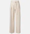 Brunello Cucinelli Belted Wool And Cashmere Wide-leg Pants In Gray