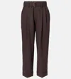 Brunello Cucinelli Belted Wool-blend Wide-leg Pants In Brown