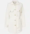 Brunello Cucinelli Belted Wool, Cashmere, And Silk Cardigan In White