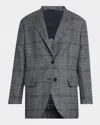 Brunello Cucinelli Belted Wool Prince Of Wales Single-breasted Blazer Jacket