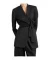 Brunello Cucinelli Belted Wrap Blazer In Black