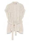 Brunello Cucinelli Dazzling Silk And Linen-blend Wrap Cardigan