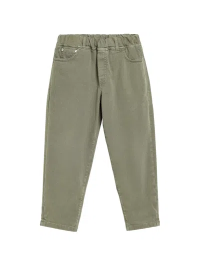 Brunello Cucinelli Kids' Belt-loop Five-pocket Jeans In Green