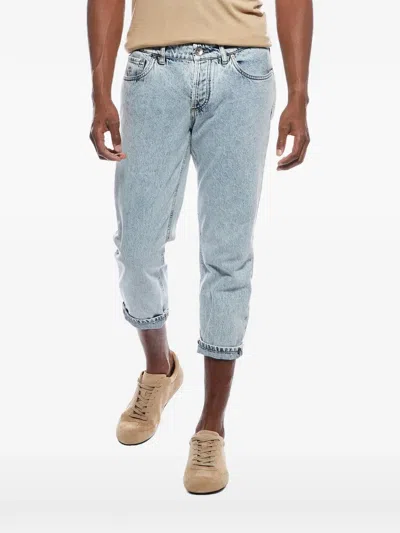 Brunello Cucinelli High Waist Distressed Rolled Cuff Denim Jeans In Blue