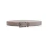 Brunello Cucinelli Adjustable Grey Leather Belt With Punch-hole Detailing