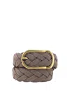 Brunello Cucinelli Woven Suede Belt With Rounded Buckle And Metal Loop
