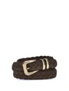 Brunello Cucinelli Men Leather Woven Belt In Brown
