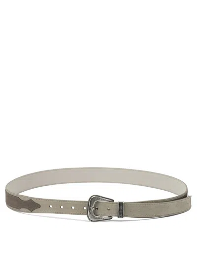 Brunello Cucinelli Belts Beige In Gray