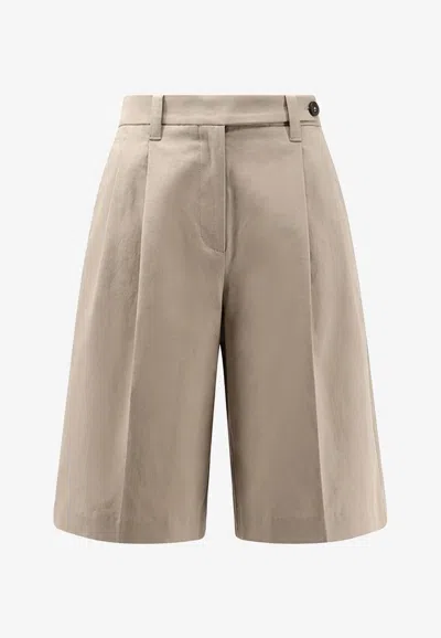 Brunello Cucinelli Bermuda Buttoned Shorts In Neutral