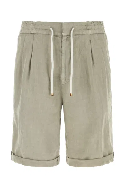 Brunello Cucinelli Dove Grey Linen Bermuda Shorts In Gray