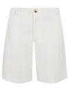 Brunello Cucinelli White Cotton Gabardine Bermuda Shorts In Neve