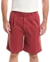 Brunello Cucinelli Pleated Cotton Shorts In Red