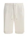 Brunello Cucinelli Linen Drawstring Bermuda Shorts In Multi