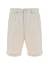 Brunello Cucinelli Men Linen Shorts In Beige