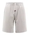 Brunello Cucinelli Cotton Blend Bermuda Shorts With Leather Profiles In Gray