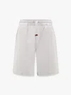 Brunello Cucinelli Cotton Blend Bermuda Shorts With Leather Profiles In Grey