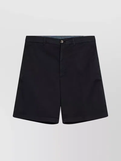 Brunello Cucinelli Navy Blue Cotton Bermuda Shorts Men In Black