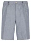 Brunello Cucinelli Linen Canvas Bermuda Trousers In Grey
