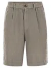 Brunello Cucinelli Bermuda Shorts In Light Délavé Linen Canvas