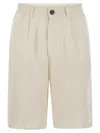 Brunello Cucinelli Classic Bermuda Shorts In Lightweight Linen Canvas